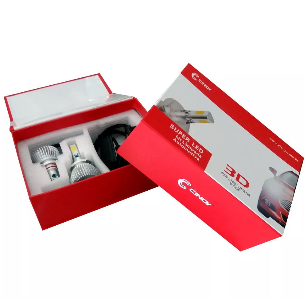 Par Lâmpada Super Led 3d H8 6000k 50w 12v 24v