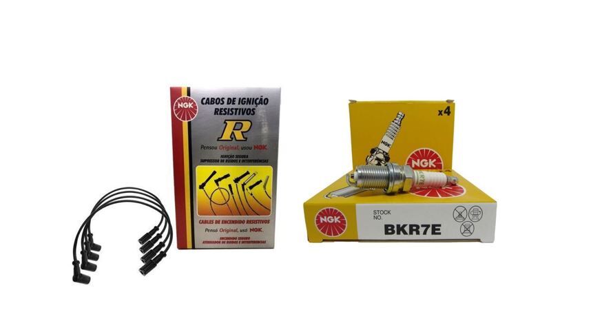 Jogo Vela E Cabo Ngk Bkr7e Fiat Bravo 1.8 Flex Gnv 11-13 SCT66 BKR7E