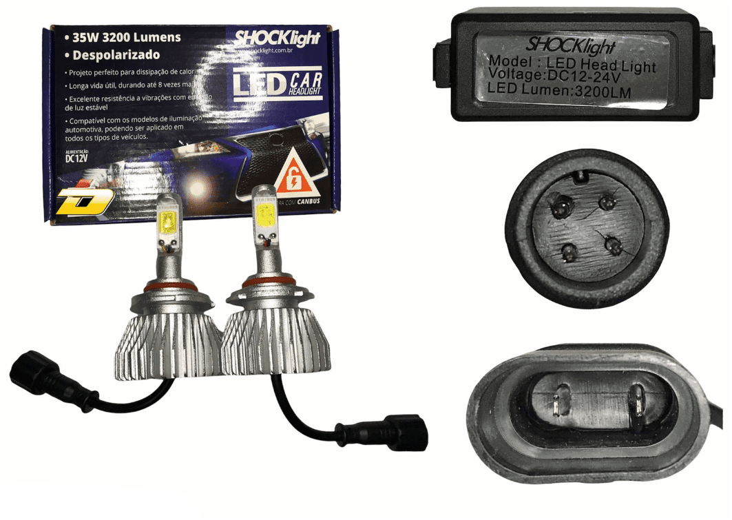 Kit Lâmpada H4 Shocklight Led Headlight 35w 3200lm 6000k